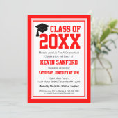 Red and White Photo Graduation Party Invitation (Standing Front)