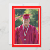 Red and White Photo Graduation Party Invitation (Back)