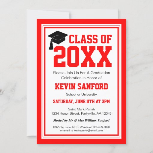 Red and White Photo Graduation Party Invitation | Zazzle