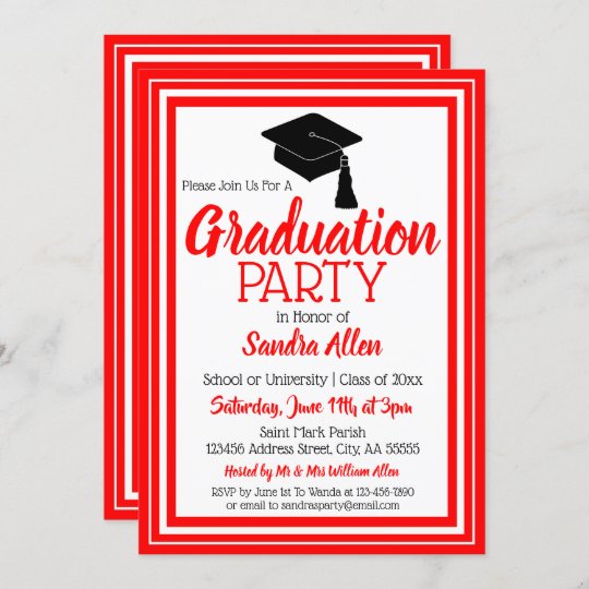 Red and White Photo Graduation Party Invitation | Zazzle.com