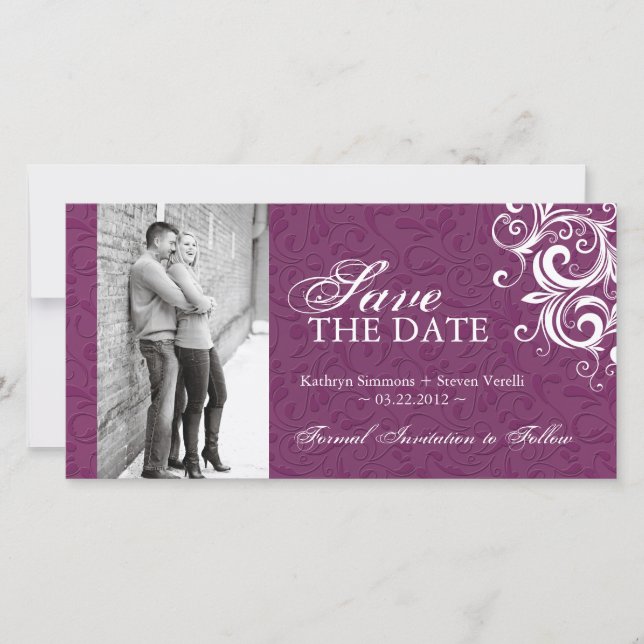 Red and White Photo Save The Date Invitation (Front)