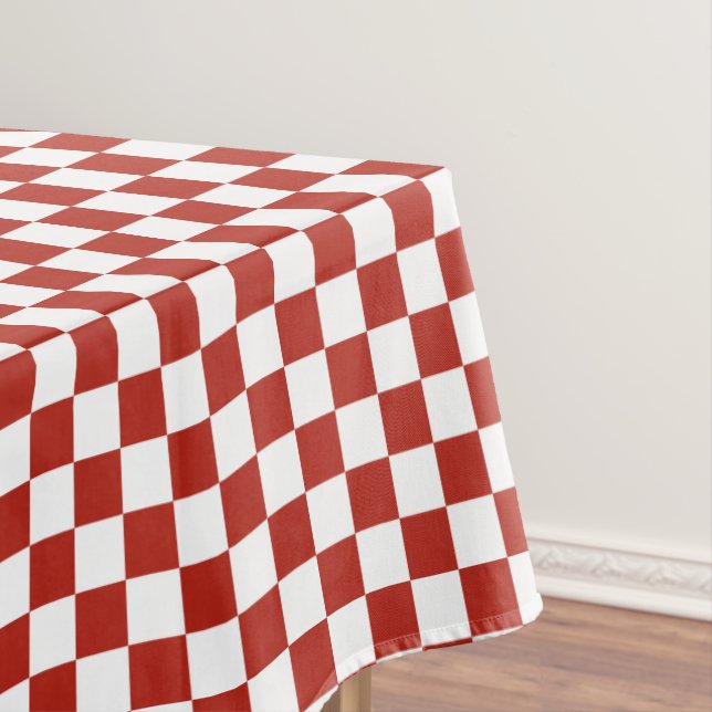 Red and White Picnic Checkerboard Tablecloth (In Situ)