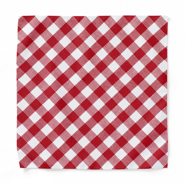 Red and White Plaid Buffalo Bandana (Front)