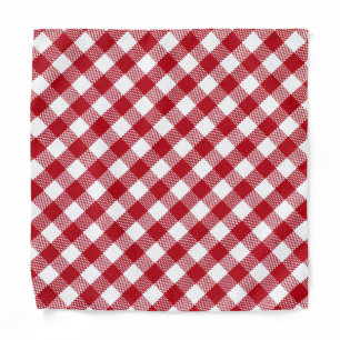 Red and White Plaid Checked Bandana