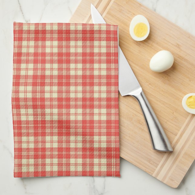 Red and White Plaid  Kitchen Towel (Quarter Fold)