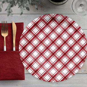 Red and White Plaid Paper Plates