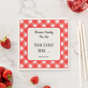 Red and White Plaid Pattern Retro Custom Napkins