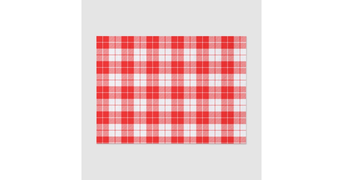 Red and White Plaid Pattern Tissue Paper | Zazzle