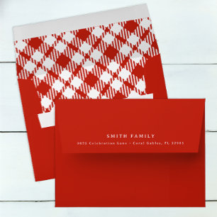 Red and White Plaid Pizza Baby Shower Envelope