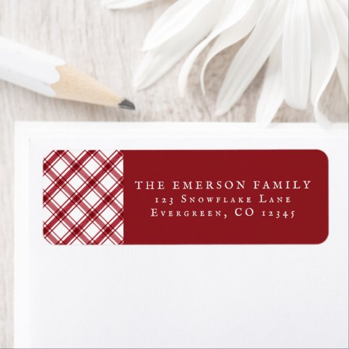 Red and White Plaid Return Address Label