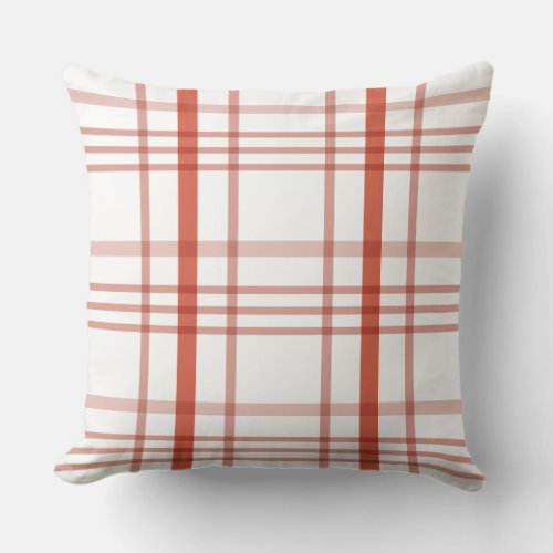 Red and White Plaid Throw Pillow