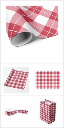 Red and White Plaid Wrapping and Party Supplies