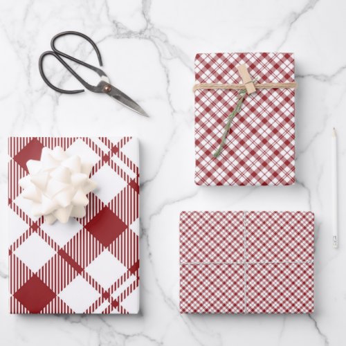 Red and White Plaid Wrapping Paper Sheets
