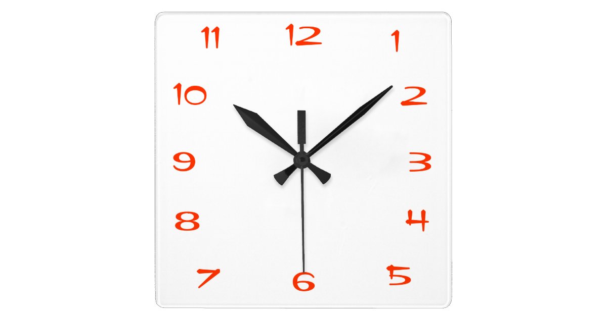 Red and White Plain>Square Kitchen Wall Clock | Zazzle.com