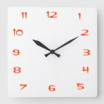 Red And White Plain&gt;square Kitchen Wall Clock at Zazzle