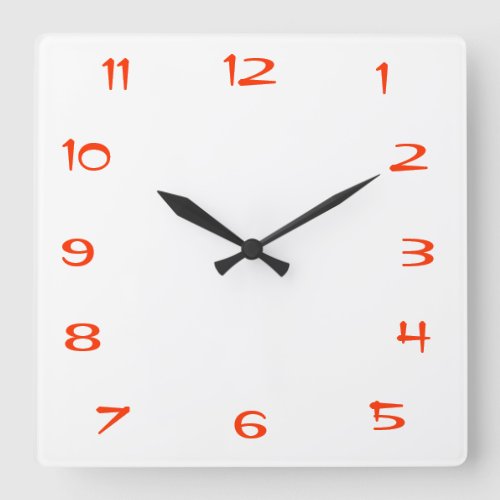 Red and White PlainSquare Kitchen Wall Clock
