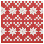 Red and White Poinsettia Christmas Fabric