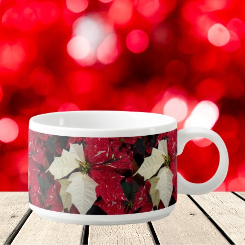 Red and White Poinsettia Pattern Holiday Bowl