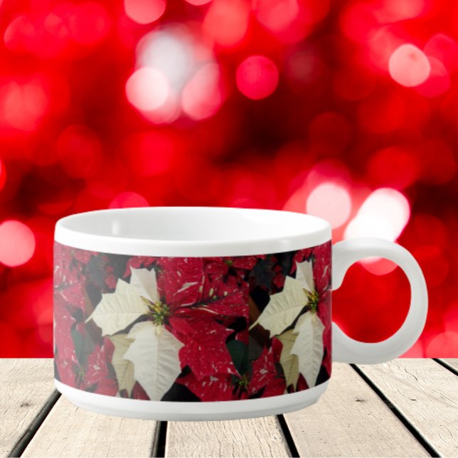 Red and White Poinsettia Pattern Holiday Bowl (In Situ Holiday)