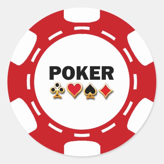 RED AND WHITE POKER CHIP CLASSIC ROUND STICKER | Zazzle.com