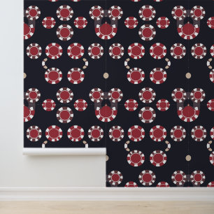 Red and White Poker Chips on Dark Backgroud Wallpaper