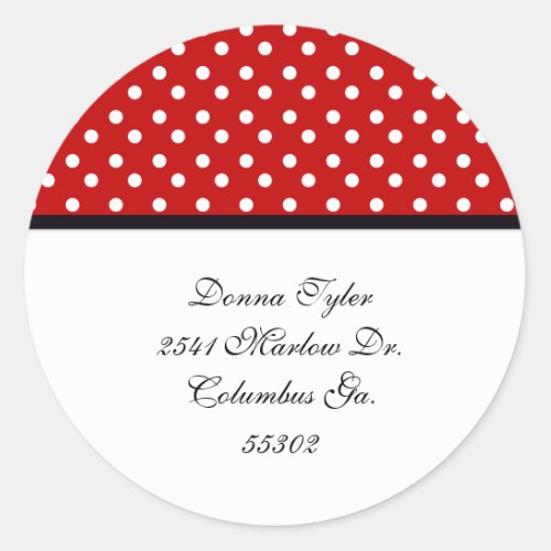 Red and White Polka dot Address Stickers