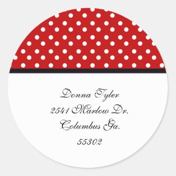 Red And White Polka Dot Address Stickers by SayItNow at Zazzle