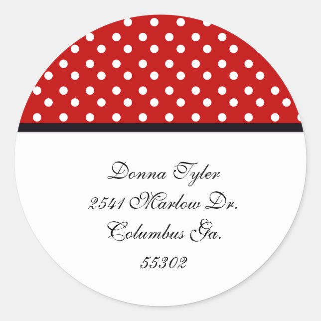 Red and White Polka dot Address Stickers (Front)