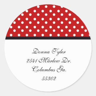 Red and White Polka dot Address Stickers