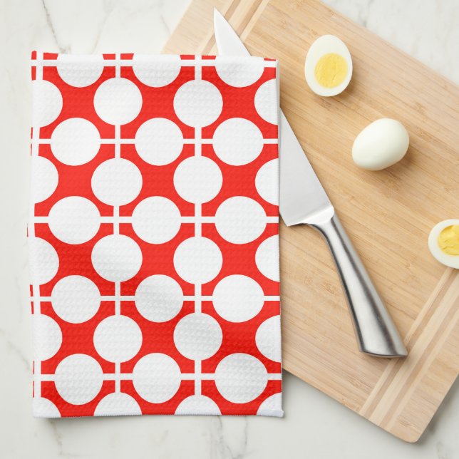 red and white polka dot and check pattern is fa kitchen towel (Quarter Fold)