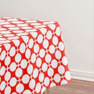 red and white polka dot and check pattern is fa tablecloth