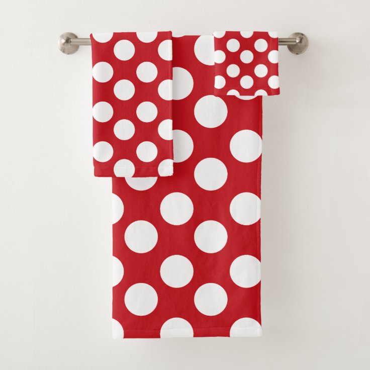 Red and White Polka Dot Bath Towel Set Zazzle