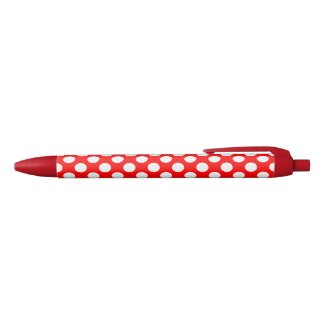 Red and White Polka Dot Blue Ink Pen