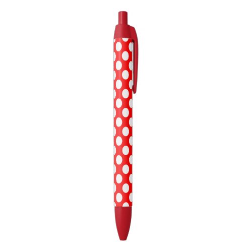 Red and White Polka Dot Blue Ink Pen