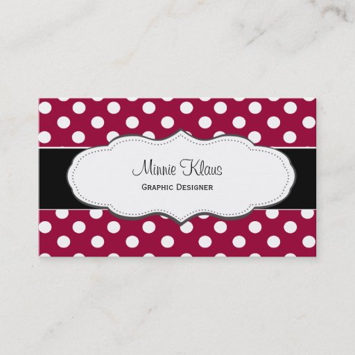 Customizable Red and White Polka Dot Business Cards