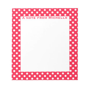 Red and white polka dot custom notepad