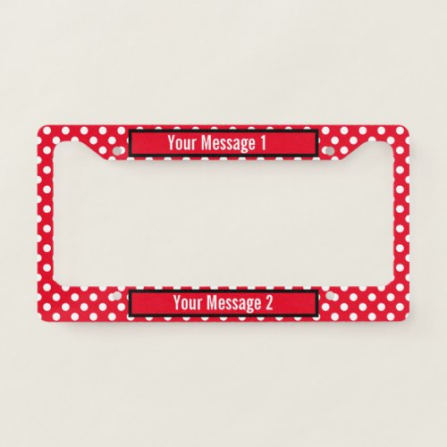 Red and White Polka Dot Do It Yourself License Plate Frame