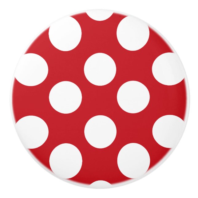 Red and White Polka Dot Furniture Knob (Front)