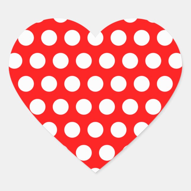 Red and White Polka Dot Heart Sticker (Front)