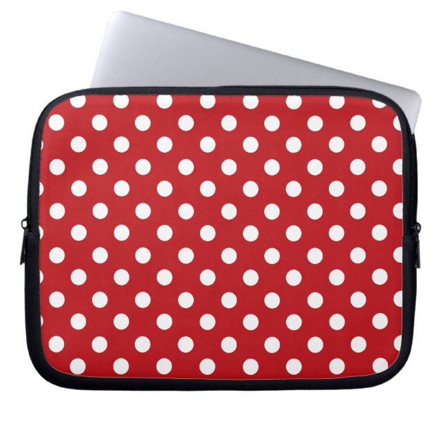 Red and White Polka Dot Laptop Sleeve (Front)
