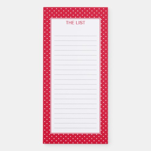 Red and White Polka Dot Magnetic Notepad