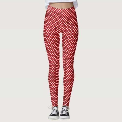 Red and White Polka Dot Minnie Leggings