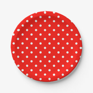 Red and white polka dot modern glamour paper plates