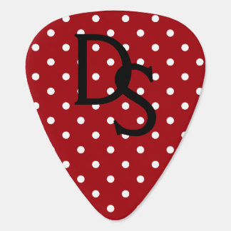 Red and White Polka Dot Monogram Guitar Pick