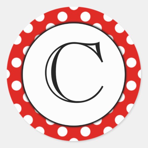 Red and White Polka Dot Monogrammed Sticker