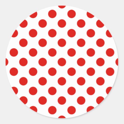 Red and White Polka Dot MSticker Classic Round Sticker