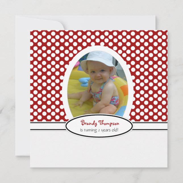Red and White Polka Dot Party Invitation (Front)