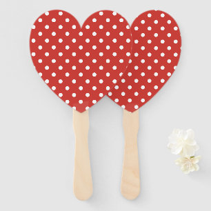 Red and White Polka Dot Pattern Hand Fan