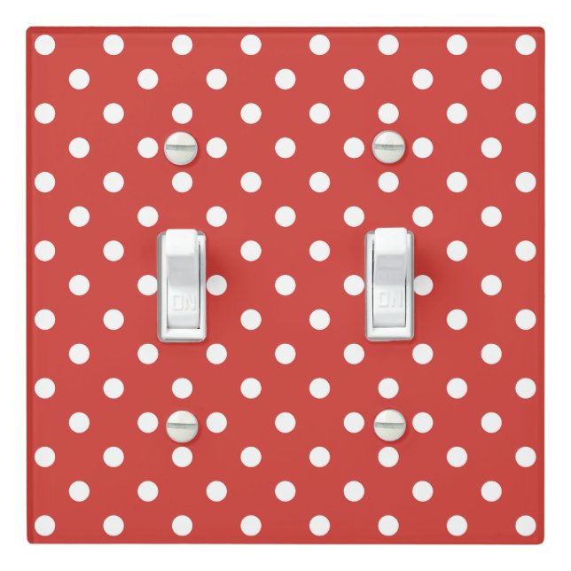 Red and White Polka Dot Pattern Light Switch Cover (In Situ)