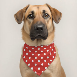 Red and White Polka Dot Pattern Pet Bandana Collar